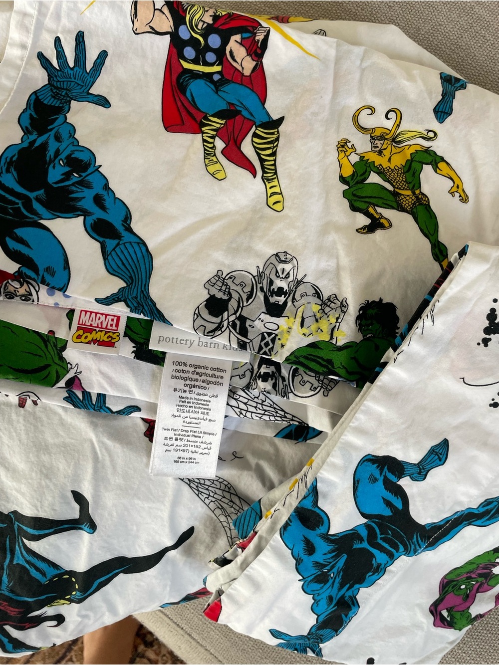 Pottery Barn Kids Marvel Comics 100% cotton Superhero twin Bedding
